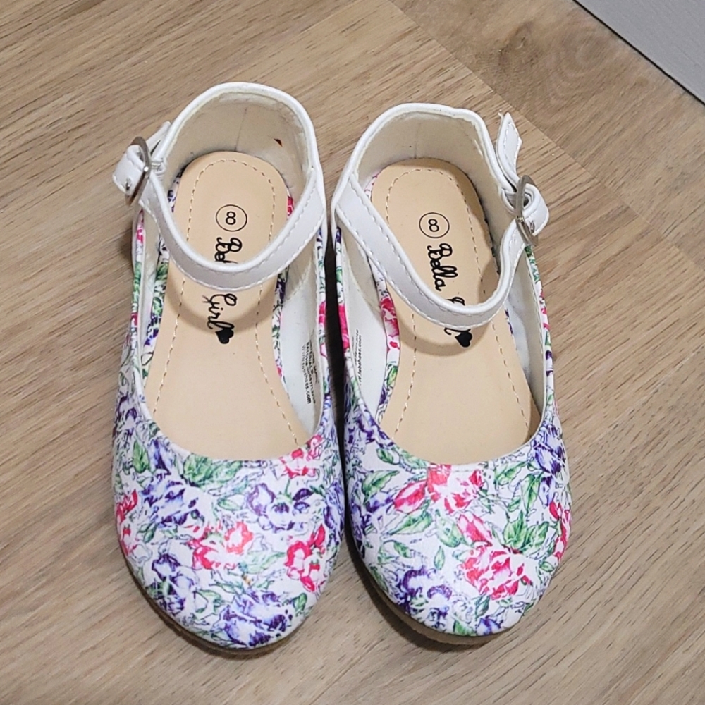 Toddler Girls Size 8 Floral Mary Jane Flats